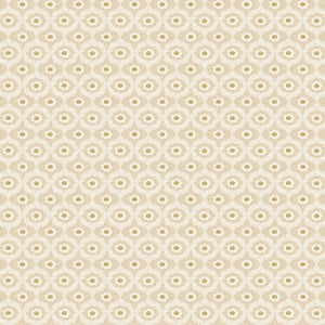 Vintage Garden from Rifle Paper & Co for Cotton & Steel.  This print is a simple gold and white fabric with hints of cream. The little flowers have a gold center and are surrounded by little gold dots.   100% Cotton, 44/5"
