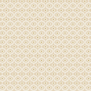 Vintage Garden from Rifle Paper & Co for Cotton & Steel.  This print is a simple gold and white fabric with hints of cream. The little flowers have a gold center and are surrounded by little gold dots.   100% Cotton, 44/5"