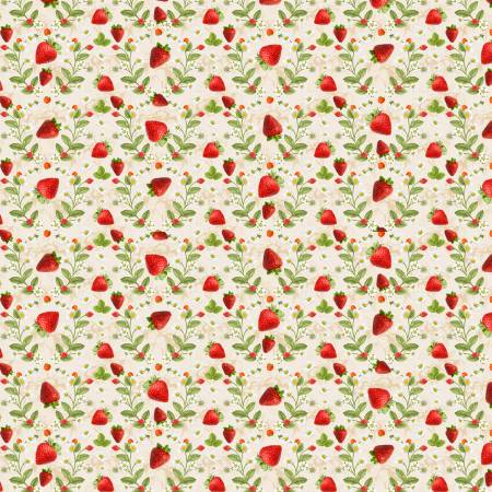 Ecru Strawberries and Flowers