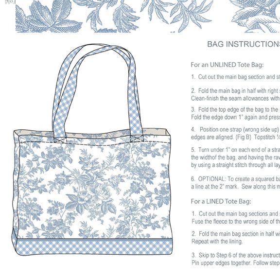 Trendy Toile- Tote Bag Panel