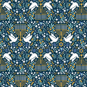 Digital Menorahs - Happy Hanukkah - Navy Blue