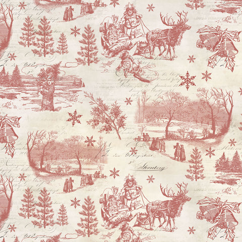 Digital Toile - Holiday Nostalgia - Light Red