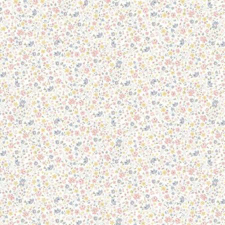 This floral Liberty of London Fabric is covered in dainty flowers that are all different pastel colors. Periwinkle, yellow, pink and green over a white background. This fabric is quilting cotton weight but would also be great for any other kinds of sewing projects! By Riley Blake Designs
