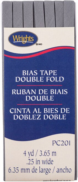 Wrights Double Fold Bias Tape is colorfast and needs no ironing. It's great for binding straight or curved edges, or as a color accent on apparel. Machine washable. 55% polyester and 45% cotton. 1/4 inch wide. 4 yards.