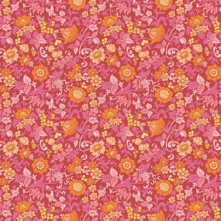 ﻿﻿﻿Vibrant and bold Liberty print! Oranges, pinks, reds and yellows. These gorgeous flowers are beautiful and still stand out on the red background. Perfect for quilting, crafting, and even garment making. Super soft hand! 