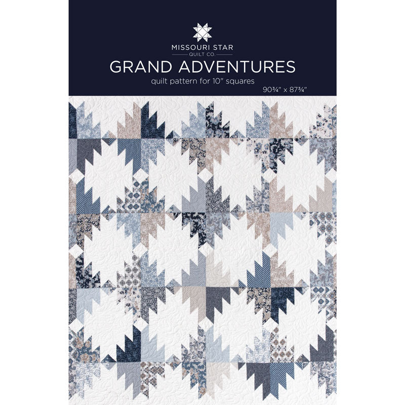 Feeling adventurous? Set out on a sewing quest with the Grand Adventures Quilt Pattern!  Finished size: 90 3/4" X 87 3/4 " Pattern for 10" Squares.