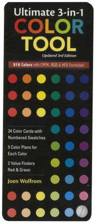 It's easy as 1, 2, 3... Start with your desired color card.Choose a color scheme options. Find the corresponding color cards to create the perfect color combination.Improved! Larger color swatches and expanded guidelines for use. Portable size. Based on the Ives Color wheel.