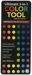 It's easy as 1, 2, 3... Start with your desired color card.Choose a color scheme options. Find the corresponding color cards to create the perfect color combination.Improved! Larger color swatches and expanded guidelines for use. Portable size. Based on the Ives Color wheel.