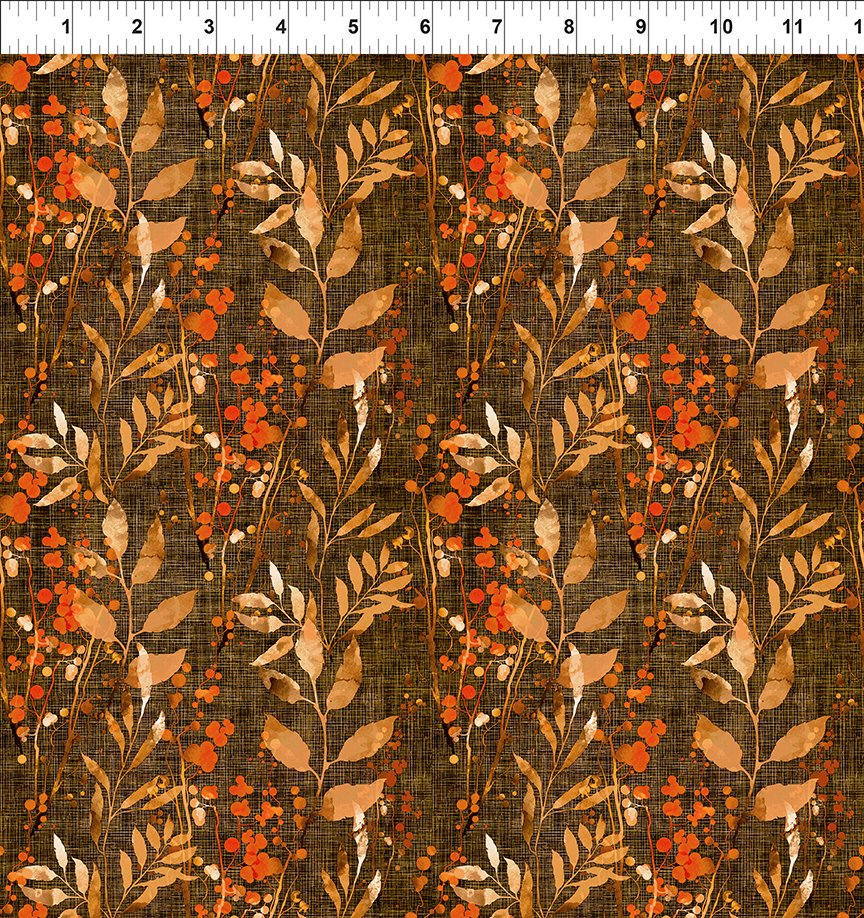 This beautiful small leaf toss fabric is covered in rich reds and oranges with a brown cross hatched design in the background. This would be beautiful for autumnal projects!   100% cotton 44"/45"