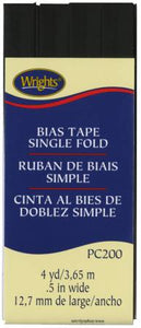 Wrights Double Fold Bias Tape is colorfast and needs no ironing. It's great for binding straight or curved edges, or as a color accent on apparel. Machine washable. 55% polyester and 45% cotton. 1/4 inch wide. 4 yards.