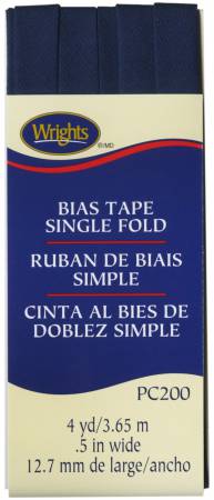 Wrights Double Fold Bias Tape is colorfast and needs no ironing. It's great for binding straight or curved edges, or as a color accent on apparel. Machine washable. 55% polyester and 45% cotton. 1/4 inch wide. 4 yards.