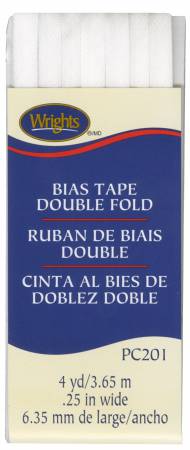 Wrights Double Fold Bias Tape is colorfast and needs no ironing. It's great for binding straight or curved edges, or as a color accent on apparel. Machine washable. 55% polyester and 45% cotton. 1/4 inch wide. 4 yards.