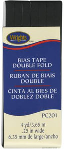 Wrights Double Fold Bias Tape is colorfast and needs no ironing. It's great for binding straight or curved edges, or as a color accent on apparel. Machine washable. 55% polyester and 45% cotton. 1/4 inch wide. 4 yards.