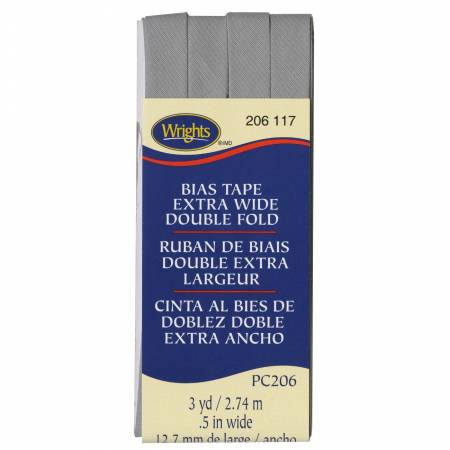 Wrights Extra Wide Double Fold Bias Tape is colorfast and needs no ironing. It's great for binding straight or curved edges, or as a color accent on apparel and home decor projects. Machine washable. 55% polyester and 45% cotton. 1/2 inch wide finished size. 3 yards.