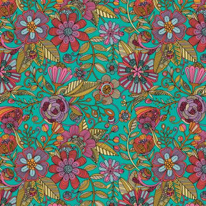 This pretty retro floral fabric is super soft and would make a great addition to your stash! Super bright and colorful - perfect for all ages From Contempo Studio Rainbow Garden by Valentina Harper Collection In Floral  15yds, 100% Cotton, 43/44in