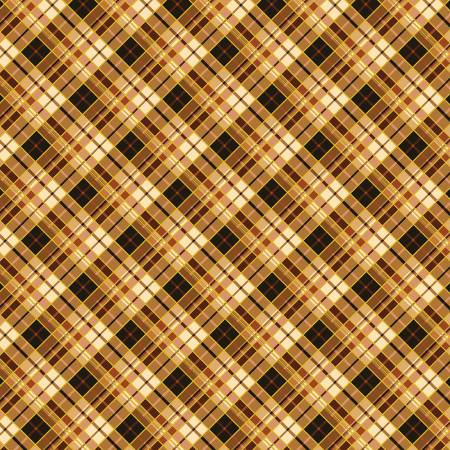 From KANVAS by Benartex for Harvest Festival Collection. This fabric is a brown, gold, orange and black plaid fabric that coordinates with the others from this collection. This would make beautiful kitchen decorations! 