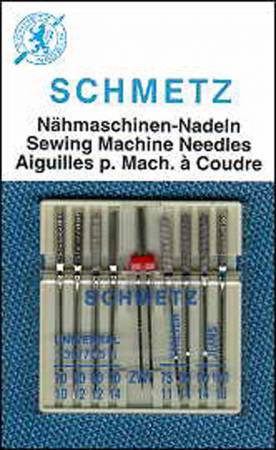 Combintion Pack - Designed to allow the user the opportunity to try a variety of popular Schemtz needles. Includes 1 each of Universal sizes 70 & 90, Stretch sizes 75 & 90, Denim sizes 90 & 100, Double size 2.0/80 and 2 Universal size 80.