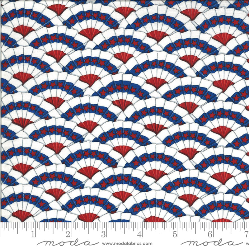 Red, white & blue fans of bunting by Deb Strain from the America Beautiful Collection for Moda Fabrics.   100% Cotton, 44/5"
