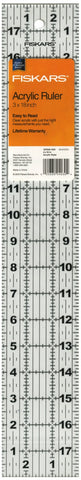 Our Acrylic Ruler features easy-to-read grid lines that make cutting strips of fabric from the bolt a snap. It also includes broken grid lines for easy visibility of fabric edges, 30-, 45- and 60-degree line indicators and optional non-slip vinyl feet.