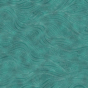 This fabric is a deep blue color. It has white lines and dots on top that give the illusion of movement and waves. This is a great alternative to a solid blender or would even be a great quilt backing! 100% cotton 44"/45"