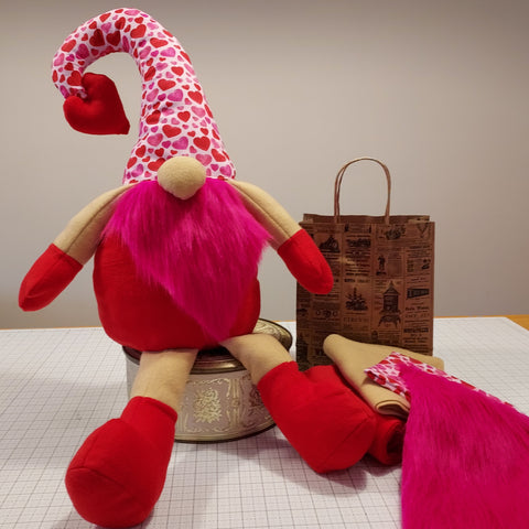 Jerome the Gnome is a three dimensional plush gnome sewing pattern. Sitting, Jerome finishes to 16". His leg length is 8 inches (including the boot). He is designed for knit fabrics - perfect for fleece. The pattern in full size with step-by-step instructions and color photos.