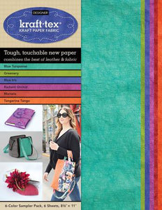 Wait until you get your hands on this sampler pack of our Designer kraft-tex! The sheets fit in standard printers and die-cut machines and are perfect for adding embellishments or making smaller projects. - 2 sheets each of Greenery, Blue Iris, Radiant Orchid, Marsala, Tangerine Tango, and Blue Turquoise 8-1/2in x 11in