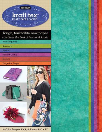 Wait until you get your hands on this sampler pack of our Designer kraft-tex! The sheets fit in standard printers and die-cut machines and are perfect for adding embellishments or making smaller projects. - 2 sheets each of Greenery, Blue Iris, Radiant Orchid, Marsala, Tangerine Tango, and Blue Turquoise 8-1/2in x 11in