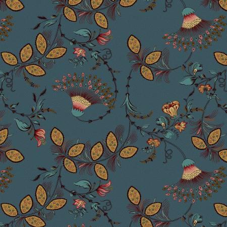 A rich deep turquoise jewel tone with yellow and red fan style flowers on top. This lovely fabric is a little traditional with a feminine touch. From Henry Glass By Yeo, Michelle Lille by Michele Yeo Collection In Floral DESCRIPTION 100% Cotton, 44/45in