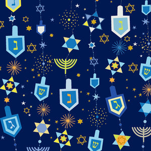Celebrate the Festival of Lights with this sophisticated selection of prints from ©Turnowsky. Add to the joy with Menorahs, the Star of David, and mixed Hanukkah motifs colored in the varying traditional blues for this special holiday. Perfect for tabletop décor, quilts, and accessories.
