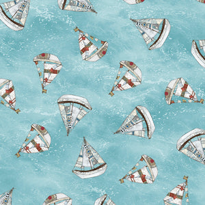Sailboats mix with nautical inspired prints and patterns in painterly hues that cast an on-trend, versatile ensemble sure to bring out the sailor in all of us. A perfect collection for a themed nursery, home dec accents, summer accessories, and novelty apparel. ©Christine Anderson
