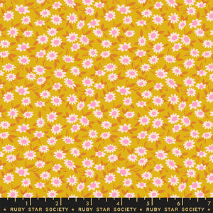 Melody Miller for Ruby Star Society - collection Stay Gold.  These daisy print fabrics are great for adding a little whimsy to your next project. Each color is unique in it's own way!