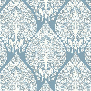 This gorgeous V&A fabric titled "The Lerna" from the Craft Cotton Company is gorgeous and is the prettiest light blue. Accompanied by white trees with leaves and birds. Would make a gorgeous pillow, curtains, quilt or even clothing! Get creative with this pretty fabric 