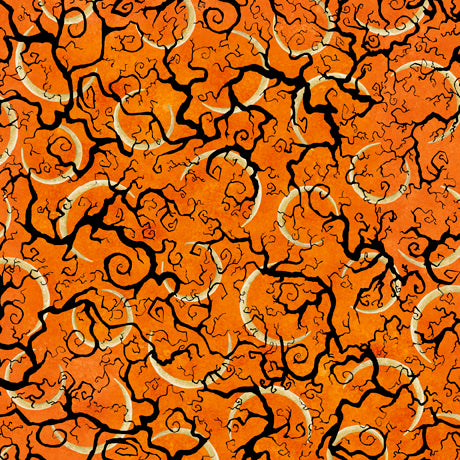 This fabric is just spooky enough! Bright orange background with wonky black trees and crescent moons! Perfect fabric for all your fall projects.  100% cotton, 44/5"  ALL FABRICS ARE PRICED BY THE HALF YARD.  PLEASE ORDER IN QUANTITIES OF 1/2 YARD.  WE WILL CUT IN ONE PIECE.
