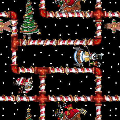 ©Desiree’s Designs delivers a Christmas collection in her fantastical, whimsical, steampunk world. A large feature panel and border stripe mix and match seamlessly with themed coordinates to create a one-of-a-kind project. And be sure to try the recipes!