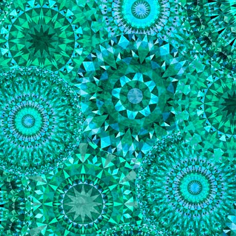 Beautifully detailed, almost kaleidoscopic medallions, in vibrant colors ombre the full width-of-fabric to provide meandering color for projects that will pop. This is great as a coordinate or stand-alone print and is sure to become your favorite go-to color crush. ©Dan Morris