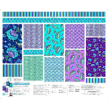 Joan Hawley of Lazy Girl Designs has curated a stunning collection of sophisticated prints perfect for all your quilting and accessories projects with QT Fabrics. A detailed Jacobean complimented by tossed leaf prints and geometrics will create projects with a high-end look for home-decor, accessories, or pretty apparel. This collection includes a 36” project panel featuring Lazy Girl’s popular Runaround Bag pattern, you’ll be able to make two bags with this versatile panel.
