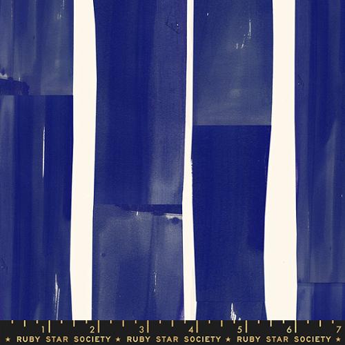This fabric from Ruby Star Society is designed by Alexia Abegg for Moda. This design looks like it was painted right on to the fabric! Beautiful navy painted stripes over a white background. Perfect for quilting, clothing, crafting, etc. 