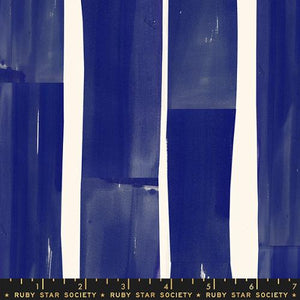 This fabric from Ruby Star Society is designed by Alexia Abegg for Moda. This design looks like it was painted right on to the fabric! Beautiful navy painted stripes over a white background. Perfect for quilting, clothing, crafting, etc. 