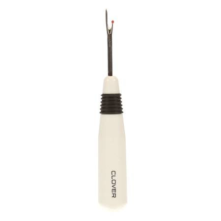 The slim tip slips under the threads and easily cuts threads on fabrics or button holes. Includes a non-slip screw-on handle. Use for ripping out seams, basting threads and cutting thread under buttons.