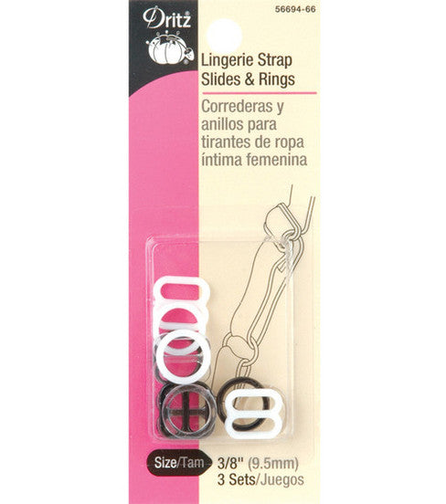 These lingerie strap slides and rings are designed to make adjustable straps on slip dresses, camisoles and headbands. 