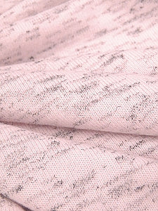 ﻿This is a misty rose colored heather brushed sweater knit that is 56" wide. It is a rayon, polyester, lycra blend. It has a 4 way stretch that is 70% selvage to selvage. It has a fuzzy hand and is super cozy. 