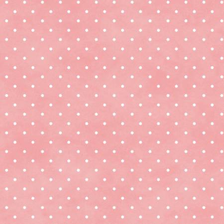 Peachy pink background with white polka dots. Great alternative to a plain pink! There is some variation in the background - it is not a plain solid, there is some distress to the color which makes it even more interesting to look at - almost like it was painted! 