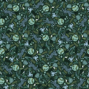 This print features jungle animals on an emerald colored background with leaves and other tropical plants. Beautiful colors and pretty animals! Super soft hand - From Studio E By Borges, Victoria Earth Day Every Day by Victoria Borges Collection