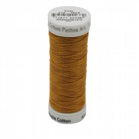 Solid Premier Quality, long staple, highly mercerized Egyptian cotton. Has a matte finish to create a soft, warm, natural look and feel. Sulky 12wt cotton is used for a more emphatic look. One strand of 12wt cotton petites equals two strands of the typical embroidery floss.  Machine or hand stitch.