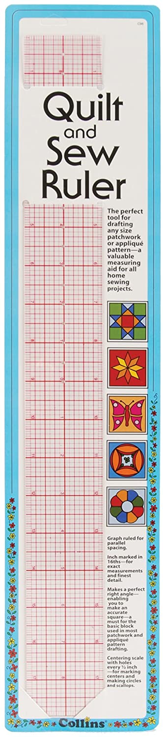 Ideal for drafting quilt blocks and designs. For enlarging patterns. 1/8in grid lines make it easy to draw parallel & perpendicular lines. 1/16in markings around outer edges. Holes for drawing circles & scallops.