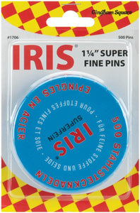 Made in Switzerland, these extra long hardened steel pins are nickel-plated with super sharp points. Especially good for all fine fabrics. Won't leave holes or bend out of shape . Pins 500 ct blue tin on card.