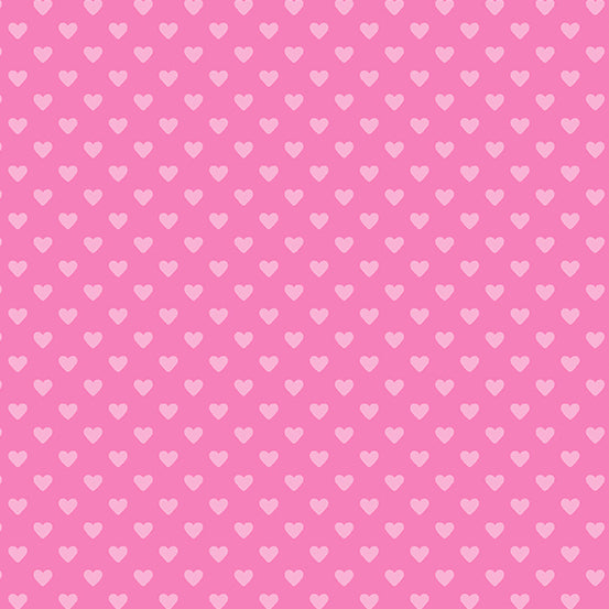 So much to love!  Classic 1/4" hearts spaced 3/8" apart, on point.  100% cotton, 44"