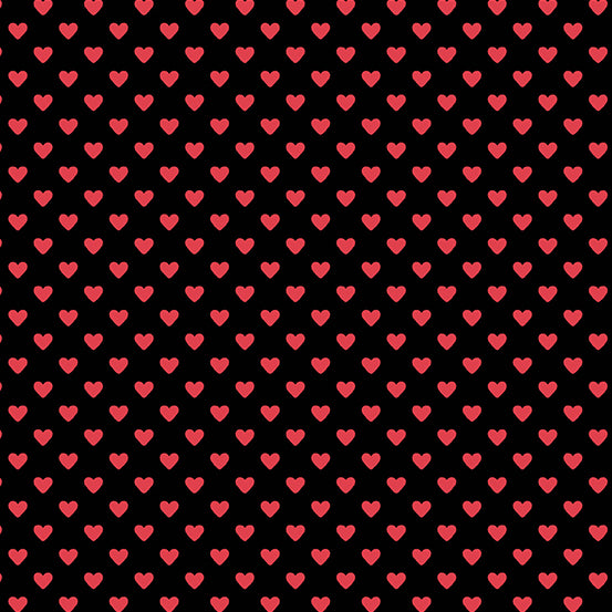 So much to love!  Classic 1/4" hearts spaced 3/8" apart, on point.  100% cotton, 44"