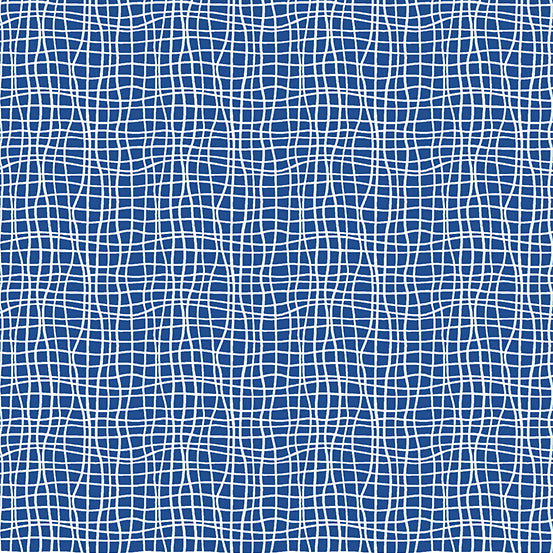 Wavy design printed onto blue cotton. From Andover fabrics designed by Kim for Sugar Pop collection 