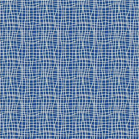 Wavy design printed onto blue cotton. From Andover fabrics designed by Kim for Sugar Pop collection 